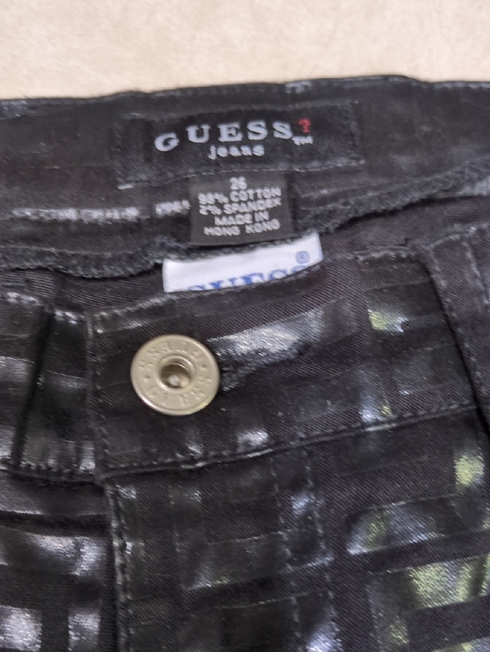 90's Guess Black Shiny Jeans.